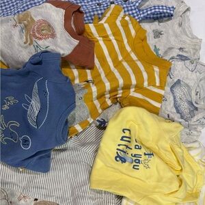 Baby Onesies in Yellow, Blue, and Brown Bundle 6/9 months